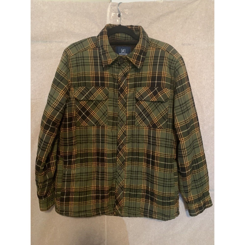 George Men's Green and Yellow Plaid Jacket Size M (1393)